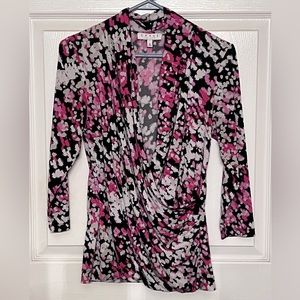 Chaus NY Blouse. Pinks, white and black.